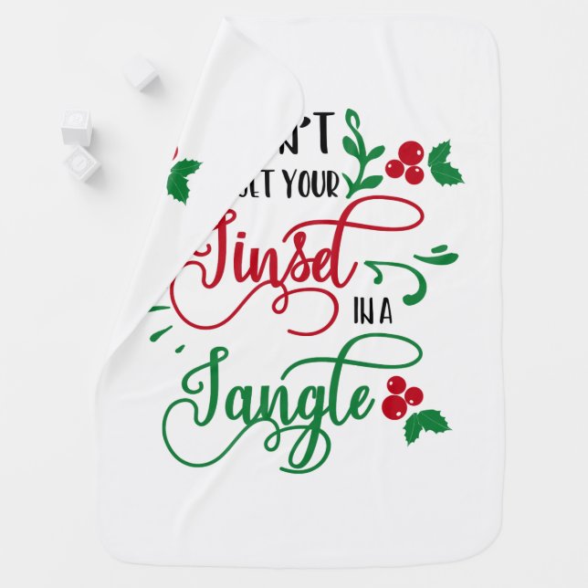 dont get your tinsel in a tangle Christmas Baby Blanket (In Situ)