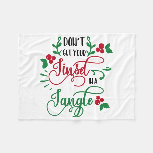 dont get your tinsel in a tangle Christmas Fleece Blanket (Front (Horizontal))