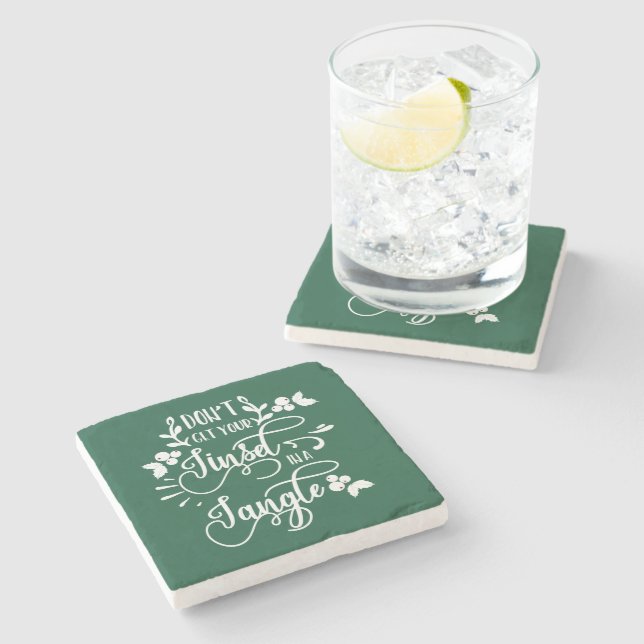 dont get your tinsel in a tangle christmas stone coaster (Side)