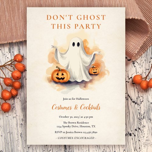 Dont Ghost This Party Halloween Costume Party Invitation