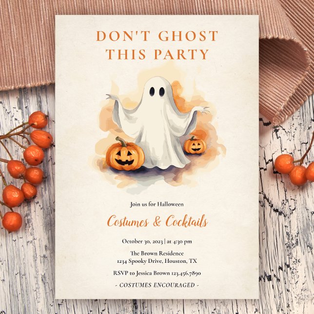 Dont Ghost This Party Halloween Costume Party Invitation (Creator Uploaded)
