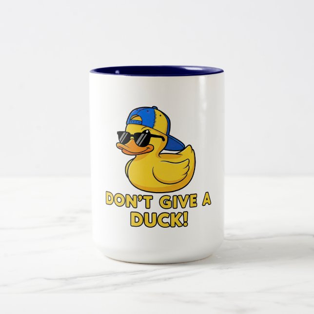 Don't Give a Duck Wordplay Two-Tone Coffee Mug (Center)