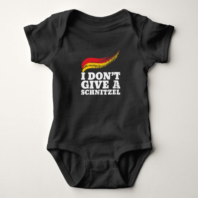 Dont Give Schnitzel German Flag Oktoberfest Baby Bodysuit (Front)