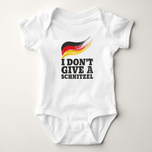 Dont Give Schnitzel German Flag Oktoberfest Baby Bodysuit (Front)