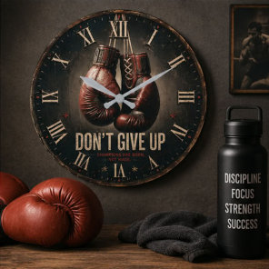 Don't Give Up Boxing Gloves Large Clock