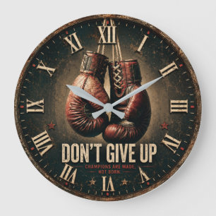 Don't Give Up Boxing Gloves Large Clock