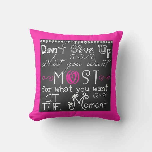 Don't Give Up Chalkboard Look Pillow (Front)