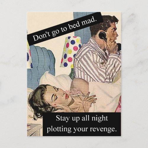 Dont Go To Bed Mad Funny Vintage Postcard