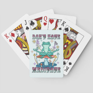 "Don't Hate, Meditate" Peaceful Frog & Floral Poker Cards