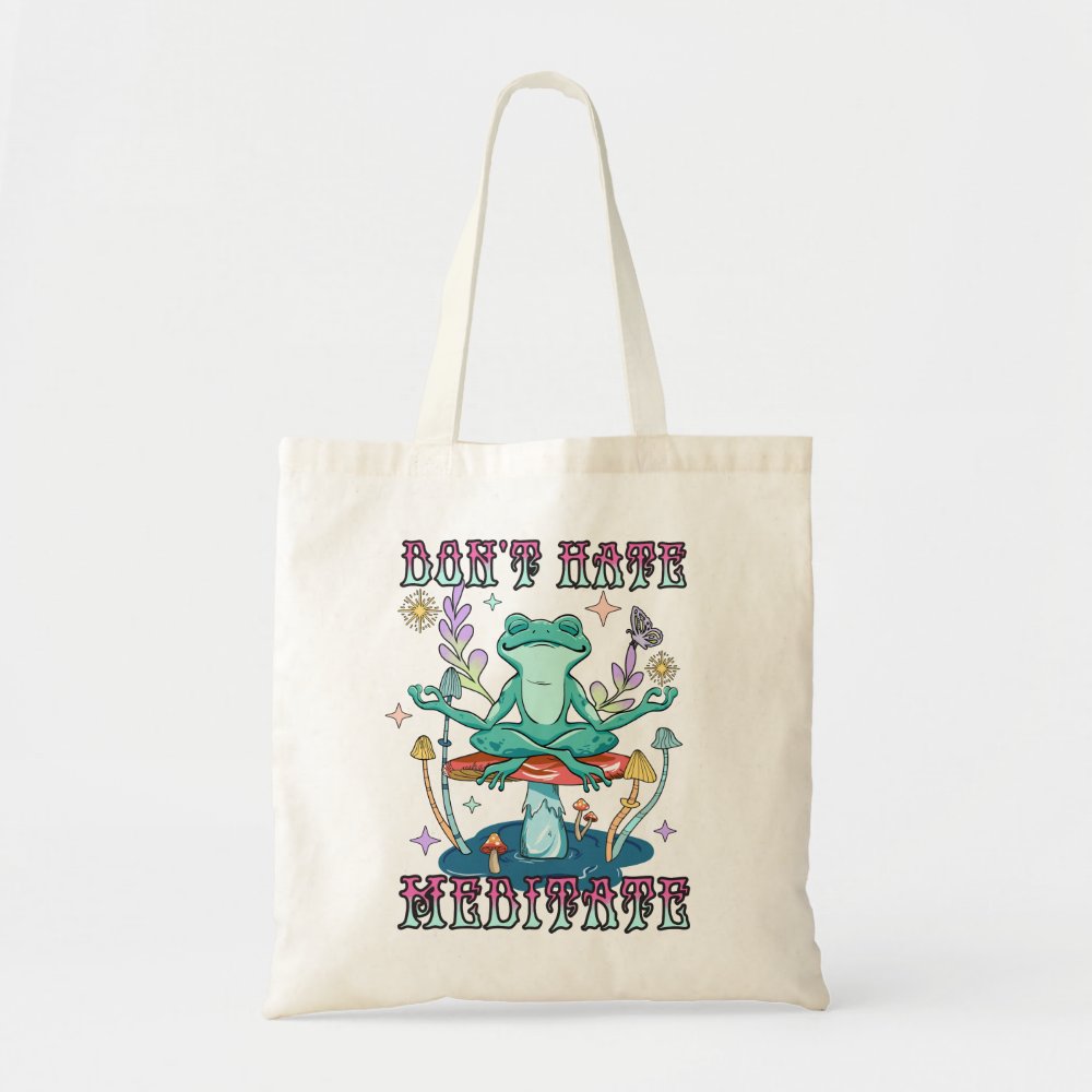 Don't Hate, Meditate Customizable Canvas Tote Bag