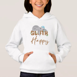 Don't hurry be happy. Cute Lazy Sloth Funny Fitted Hoodie