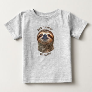 Don't Hurry Be Happy Smiling Sloth Baby T-Shirt