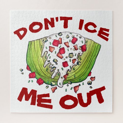DONT ICE ME OUT Funny Iceberg Lettuce Wedge Salad Jigsaw Puzzle