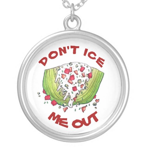 DONT ICE ME OUT Funny Iceberg Lettuce Wedge Salad Silver Plated Necklace