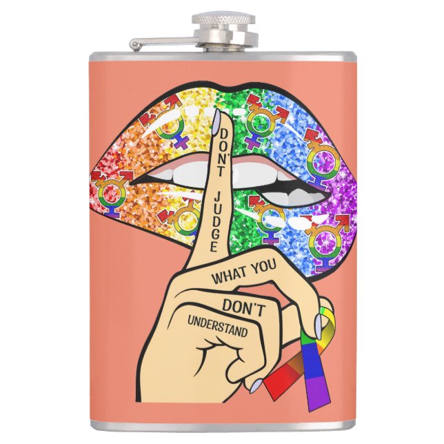 Don't Judge What You Dont Understand LGBTQIA Pride Flask (Front)