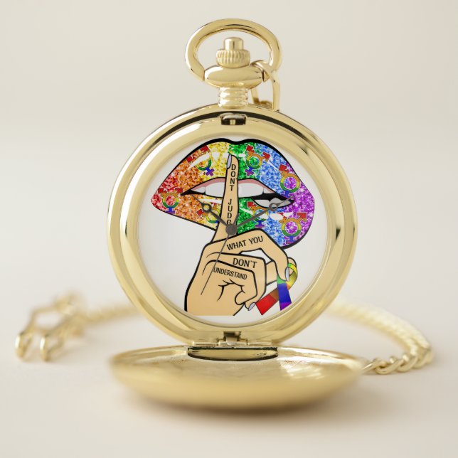 Don't Judge What You Dont Understand LGBTQIA Pride Pocket Watch (Inside)