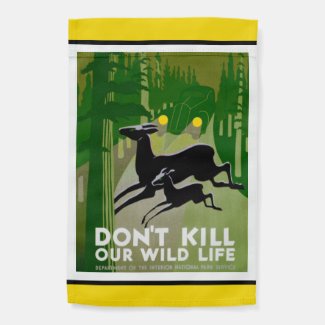 [Don't Kill Our Wildlife] Vintage WPA Poster Green Garden Flag