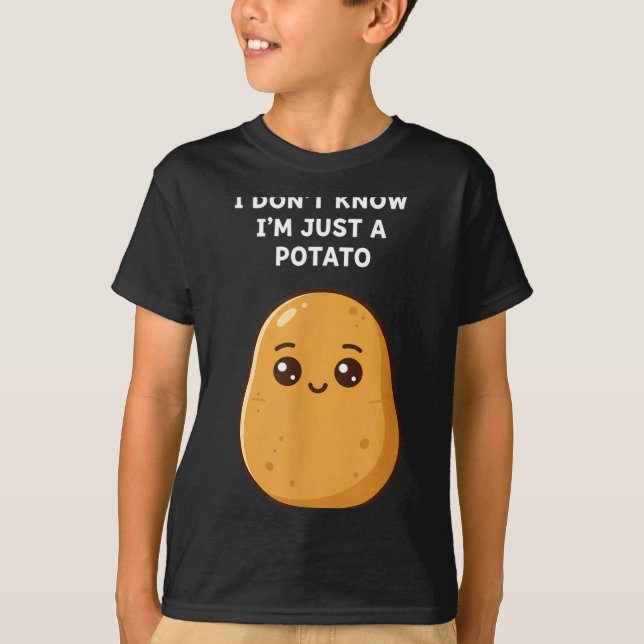 Don't know a potato funny potato cartoon food veg T-Shirt (Front)
