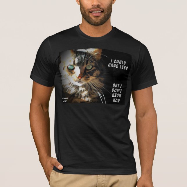Don't Know How to Care less Cat Meme T-Shirt (Front)