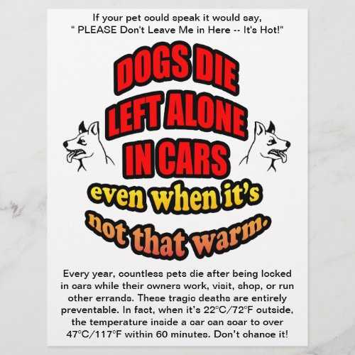 DONT LEAVE YOUR PETS ALONE IN A CAR FLYER