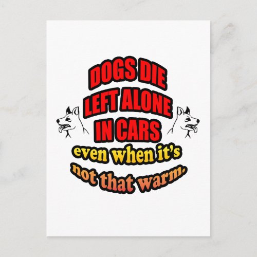 DONT LEAVE YOUR PETS ALONE IN A CAR POSTCARD
