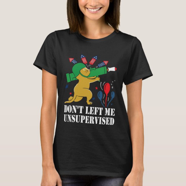 Dont left me unsupervised 4th of july cat with fir T-Shirt (Front)