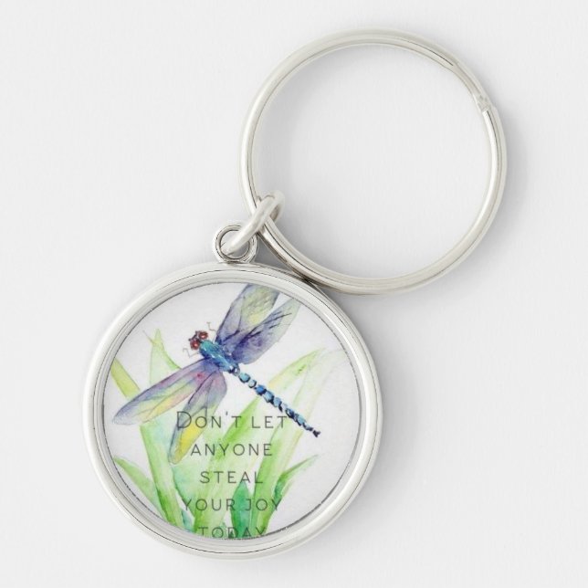 Don't Let Anyone Steal Your Joy Dragonfly Keychain (Front)