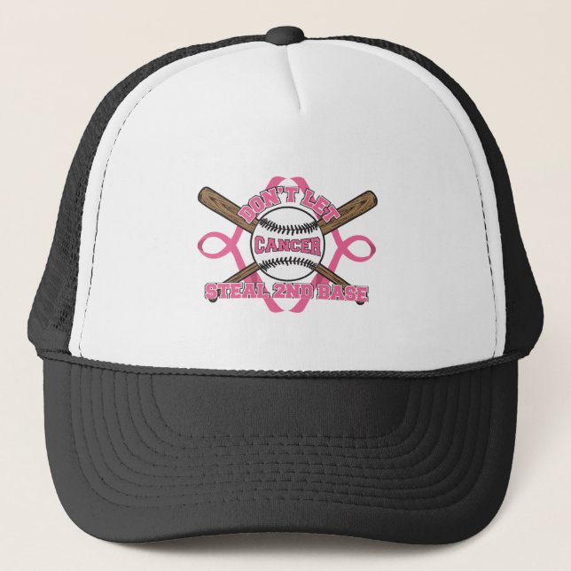 Don't Let Cancer Steal 2nd Base - Breast Cancer Trucker Hat (Front)