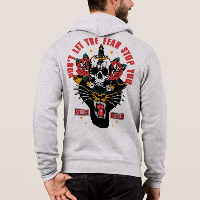 Don't let fear stop you panther tattoo old school  hoodie (Back)