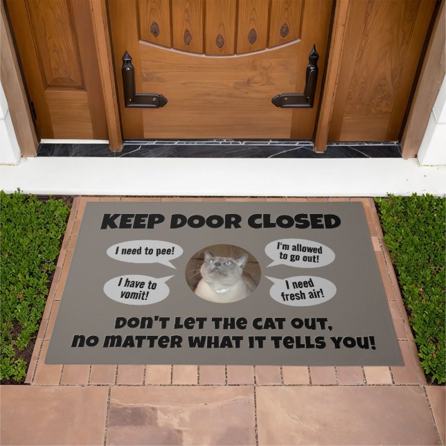 Don't let the Cat(s) out! (customizable)  Doormat (Outdoor)