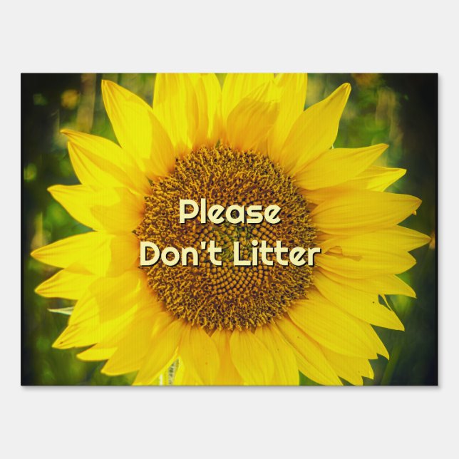 "Don't Litter" Yard Sign with Wire Stake Stand (Front)