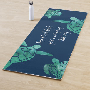 Don't look back Swimming Teal Turtles Blue Yoga Mat