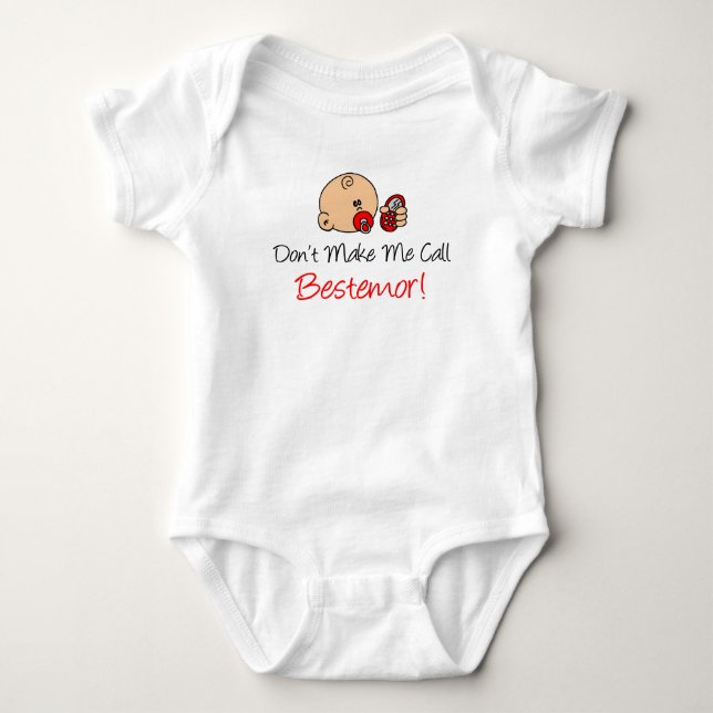 Don't Make Me Call Bestemor Norwegian Grandchild Baby Bodysuit (Front)