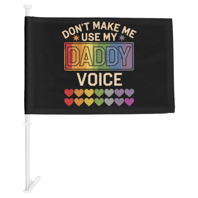 Don't Make Me Use Daddy Voice Gay Rainbow Pride Car Flag (Front)