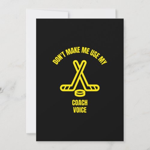 Dont make me use my coach voice funny hockey disc thank you card