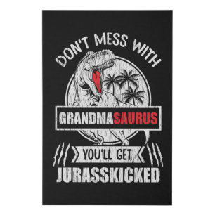 Don't Mess With Grandma Saurus Dinosaur Family Mom Faux Canvas Print