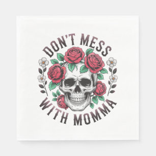 Don't Mess With Momma Floral Skull Napkins