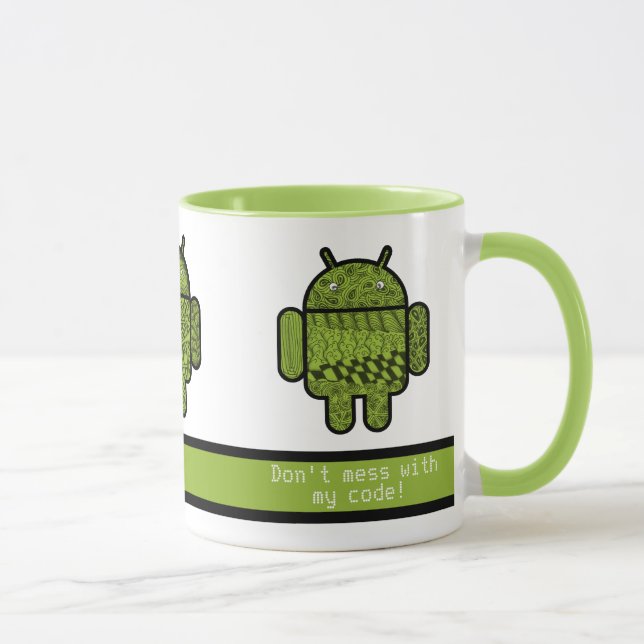 Don't Mess with My Code Green Robots Mug (Right)