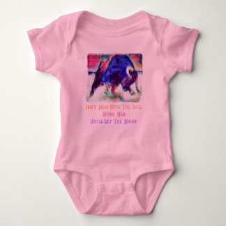 Don't Mess With The Bull Baby Girl Pink One Piece Bodysuit