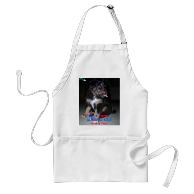 Don't MESS with the Chef!  (spit is free), Adult Apron (Front)