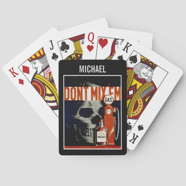 "Don't Mix Them" vintage art custom playing cards (Back)