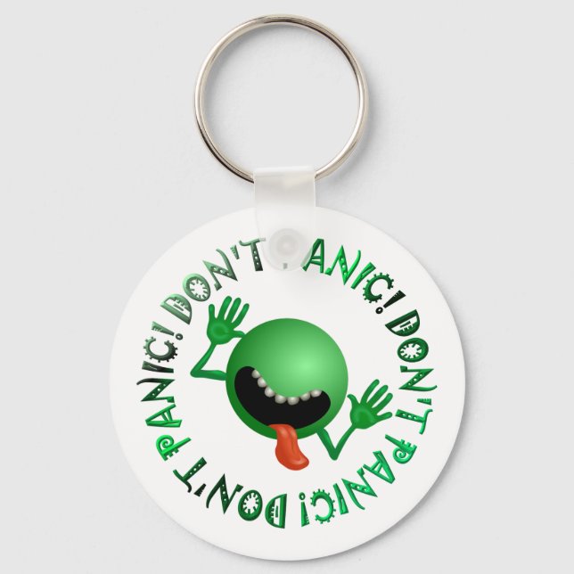 don't panic bug keychain (Front)