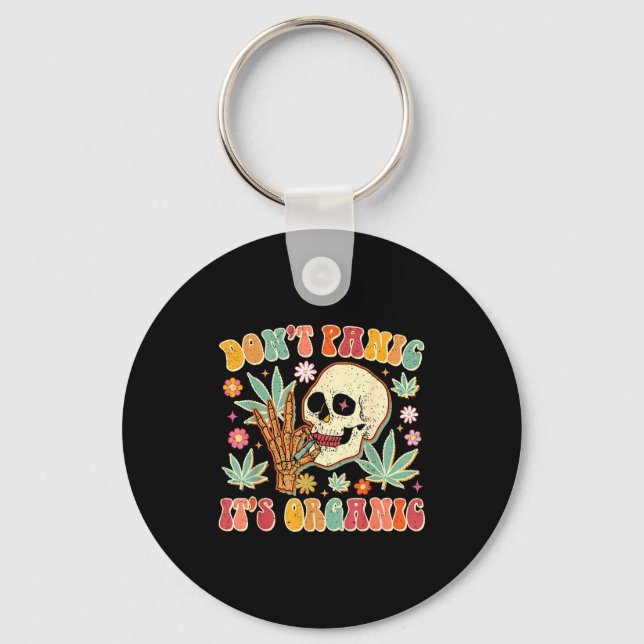 Don't Panic It's Organic Weed Skull  Keychain (Front)