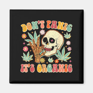 Don't Panic It's Organic Weed Skull  Magnet