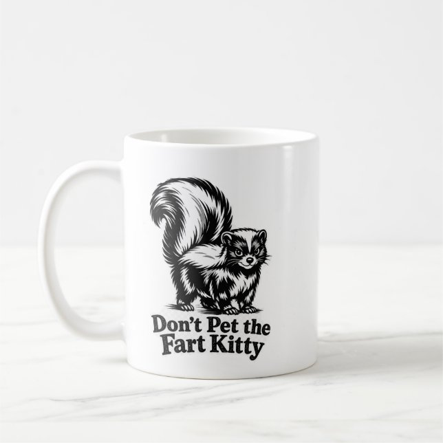 Don't pet the fart kitty mug (Left)