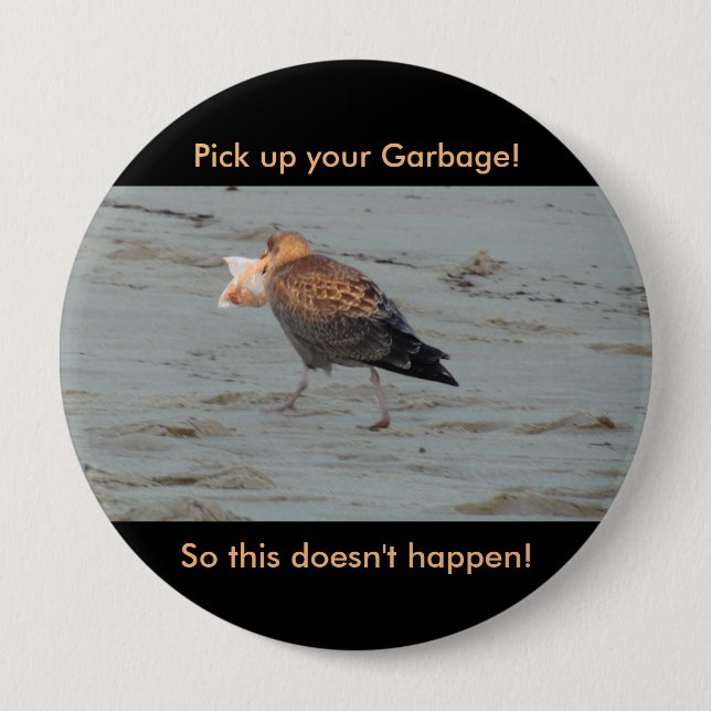 Don't Pollute on Beaches Button (Front)