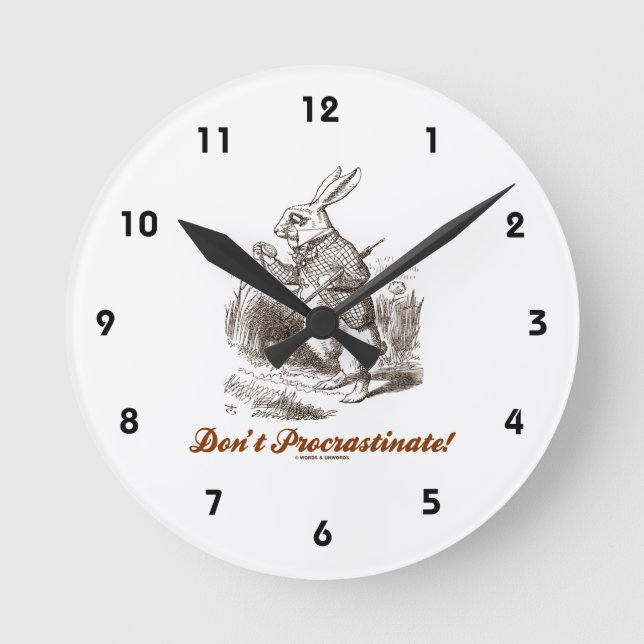 Don't Procrastinate! White Rabbit Watch Wonderland Round Clock (Front)