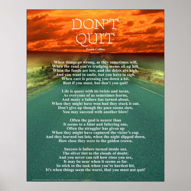 Don't Quit - 16"x20" Poster (Front)