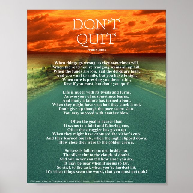 Don't Quit - 8"x10" Poster (Front)