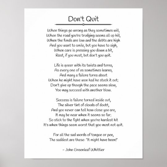 Don't Quit - John Greenleaf Whittier Poster | Zazzle.com